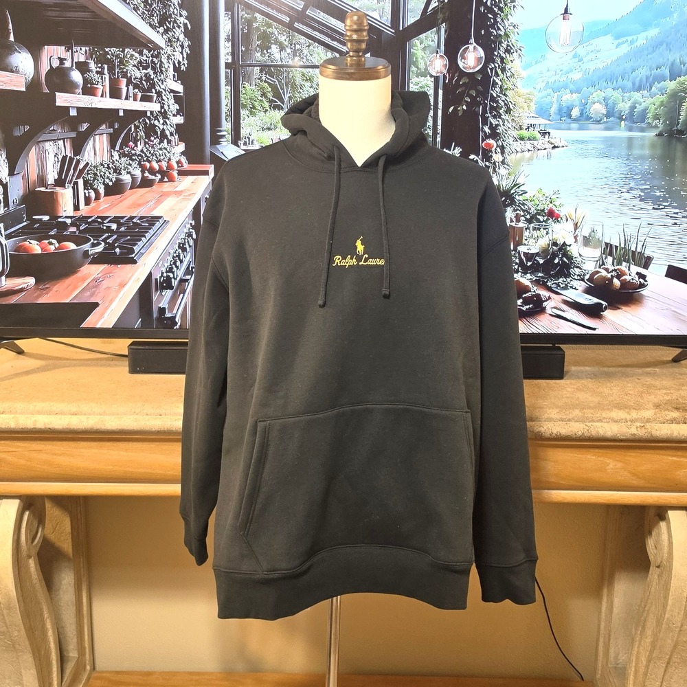 POLO RALPH LAUREN Mens 2XB Black Hoodie Sweatshirt Kangaroo Pocket NWT - $228